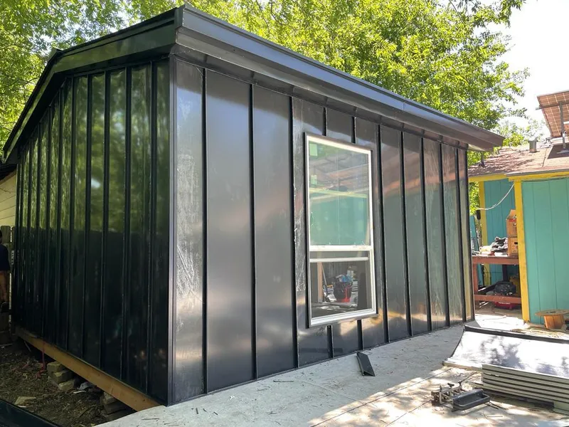 Black standing seam metal wall panels for Metal Roof Installation in Fortuna